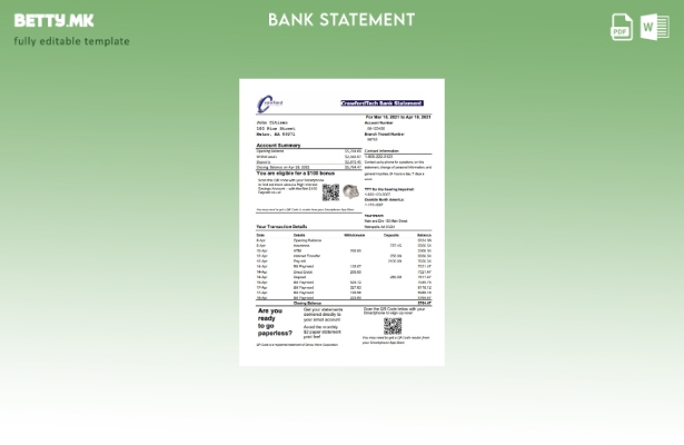 Модерен стил Canada CrawfordTech извод од банкарски ексел шаблон